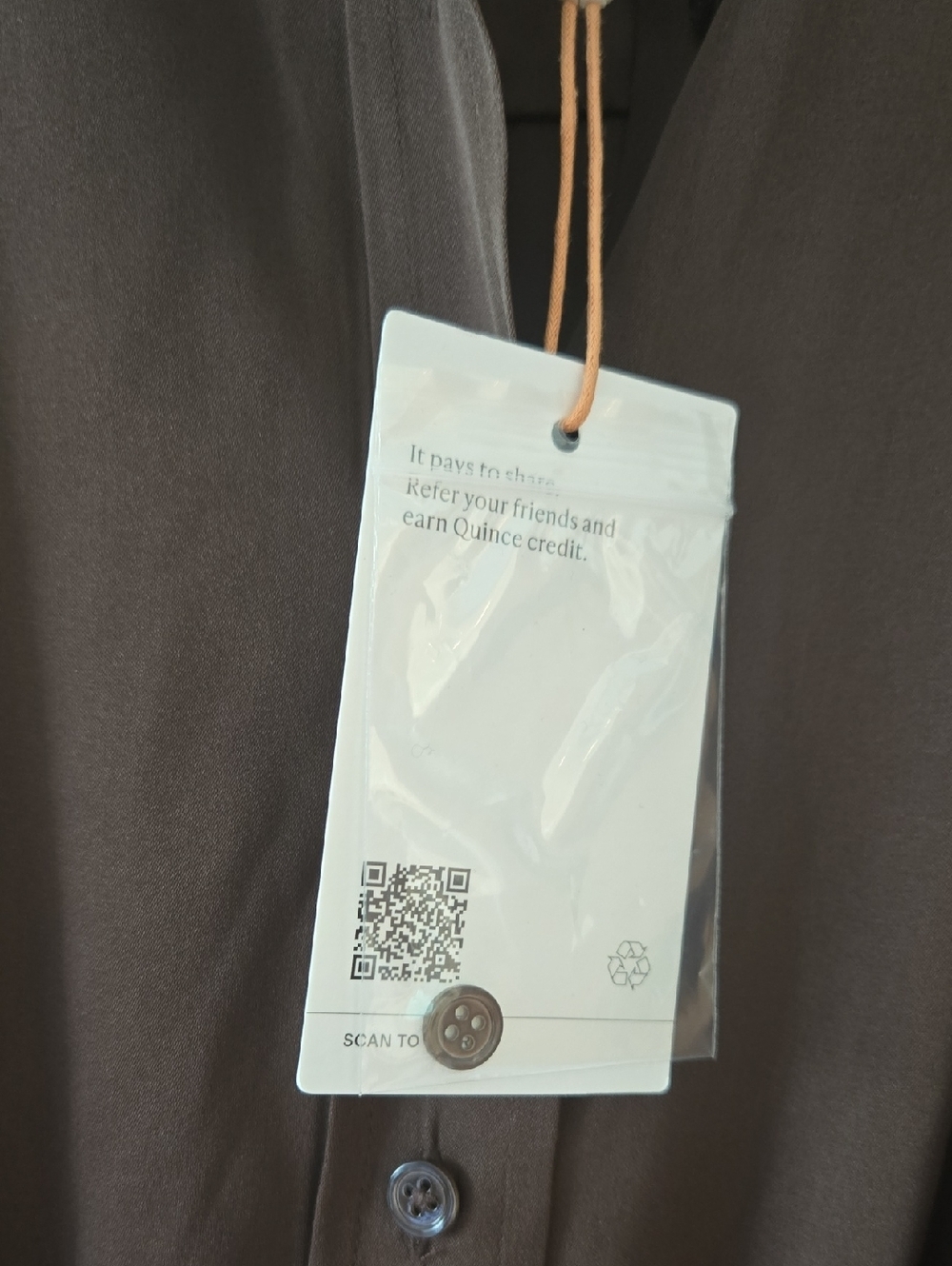 Quince Brown Silk Blend Button Dress with Tie, VGUC, With Tags, Quiet Lux, S - Picture 4 of 7